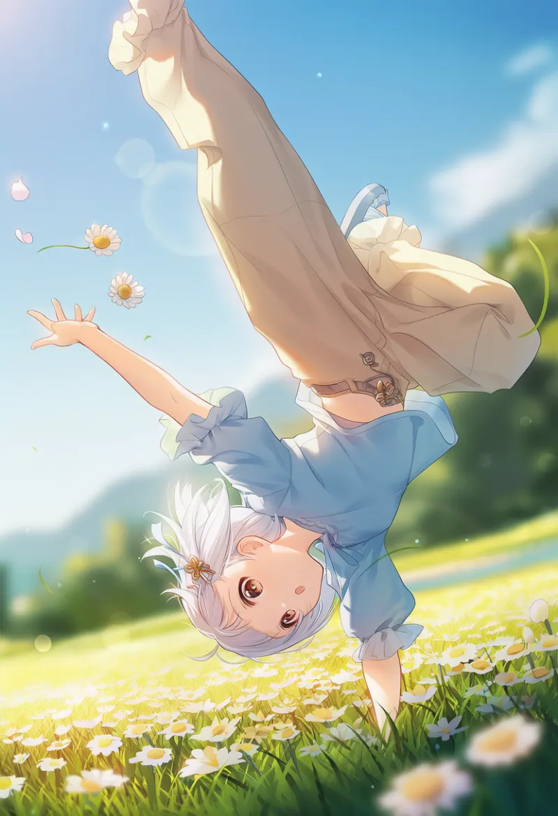 片手倒立(ポーズ)のAIイラスト|プロンプト紹介