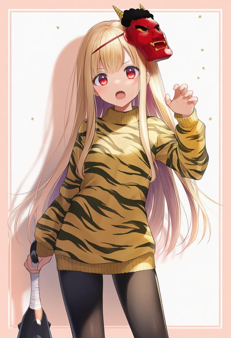 鬼コスプレのプロンプト：oni costume