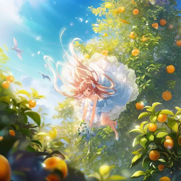 オレンジの花のプロンプト紹介｜AIイラスト