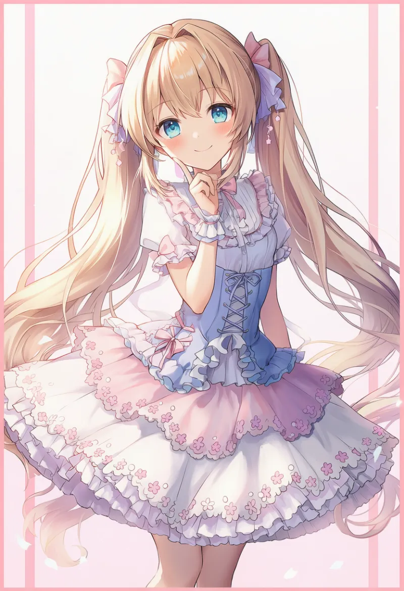 装飾を加えた豪華な服｜ゆめかわいいコーデのプロンプト（AIイラスト）