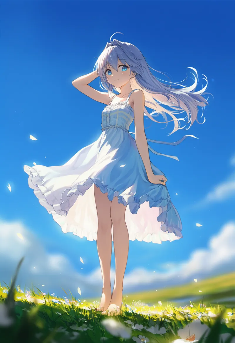 膝を伸ばす（立ち）：outstretched legs, standing｜プロンプト紹介