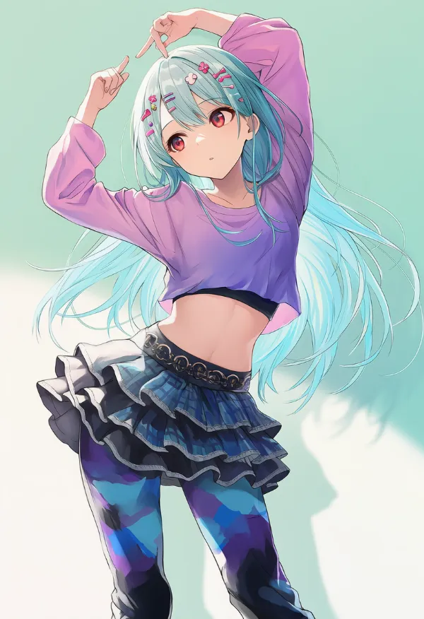 スカートの下にパンツを履く状態|デコラファッション用のプロンプトとAIイラスト