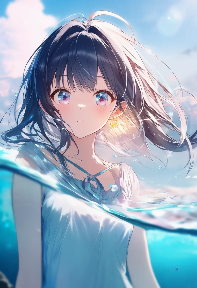 半水面イラストをAIで再現した作例-1