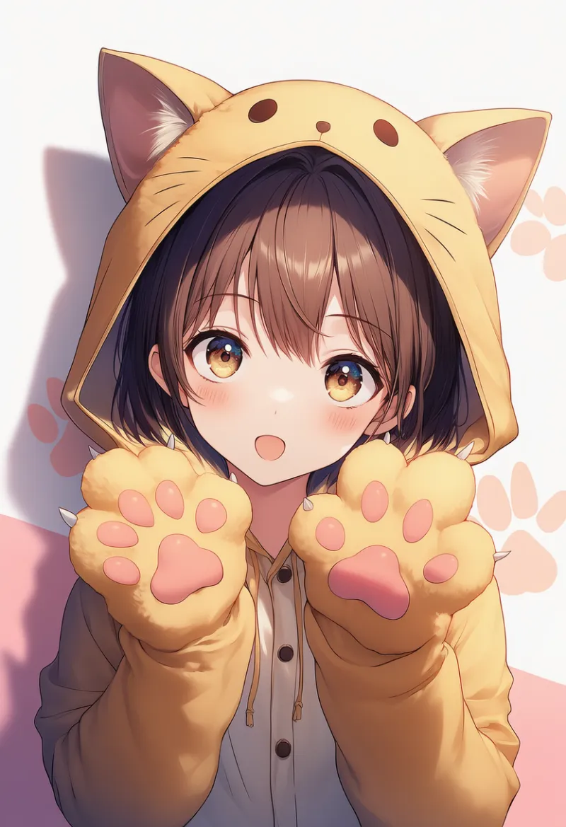 肉球付きグローブのプロンプト｜動物コスプレAIイラスト