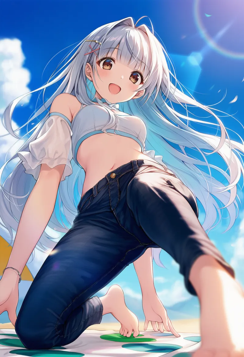 パースを強調するAIイラスト|ツイスターゲームの作例