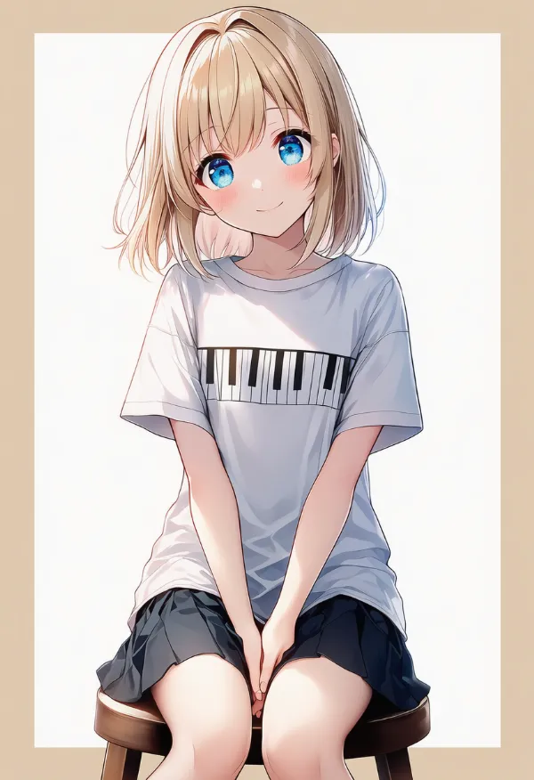 ピアノ柄の服プロンプト｜AIイラスト
