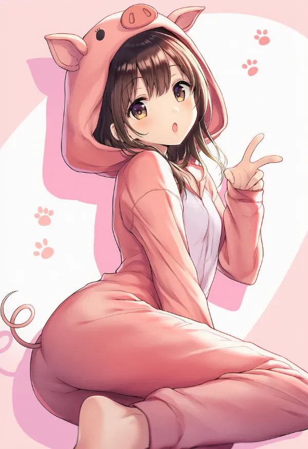 ブタの動物コスプレのプロンプト｜AIイラスト