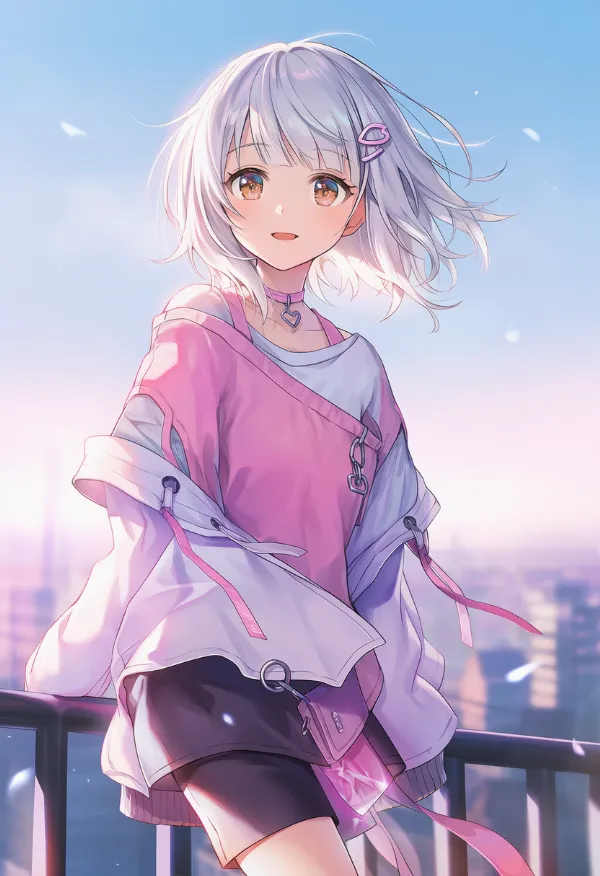 ピンク色のストリートファッションのAIイラストとプロンプト紹介