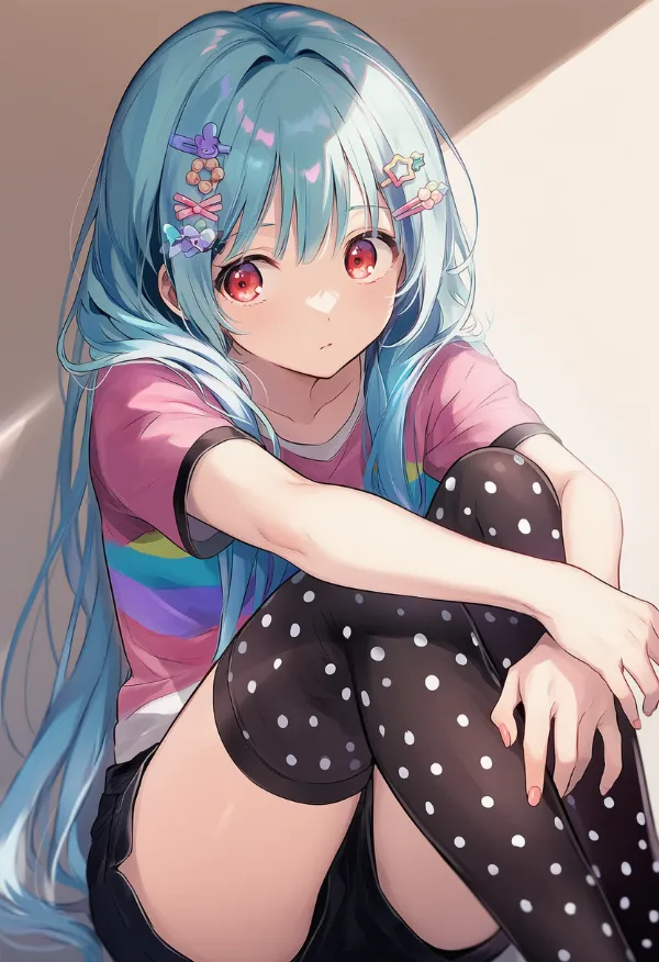 ドット柄のサイハイ|デコラファッション用のプロンプトとAIイラスト