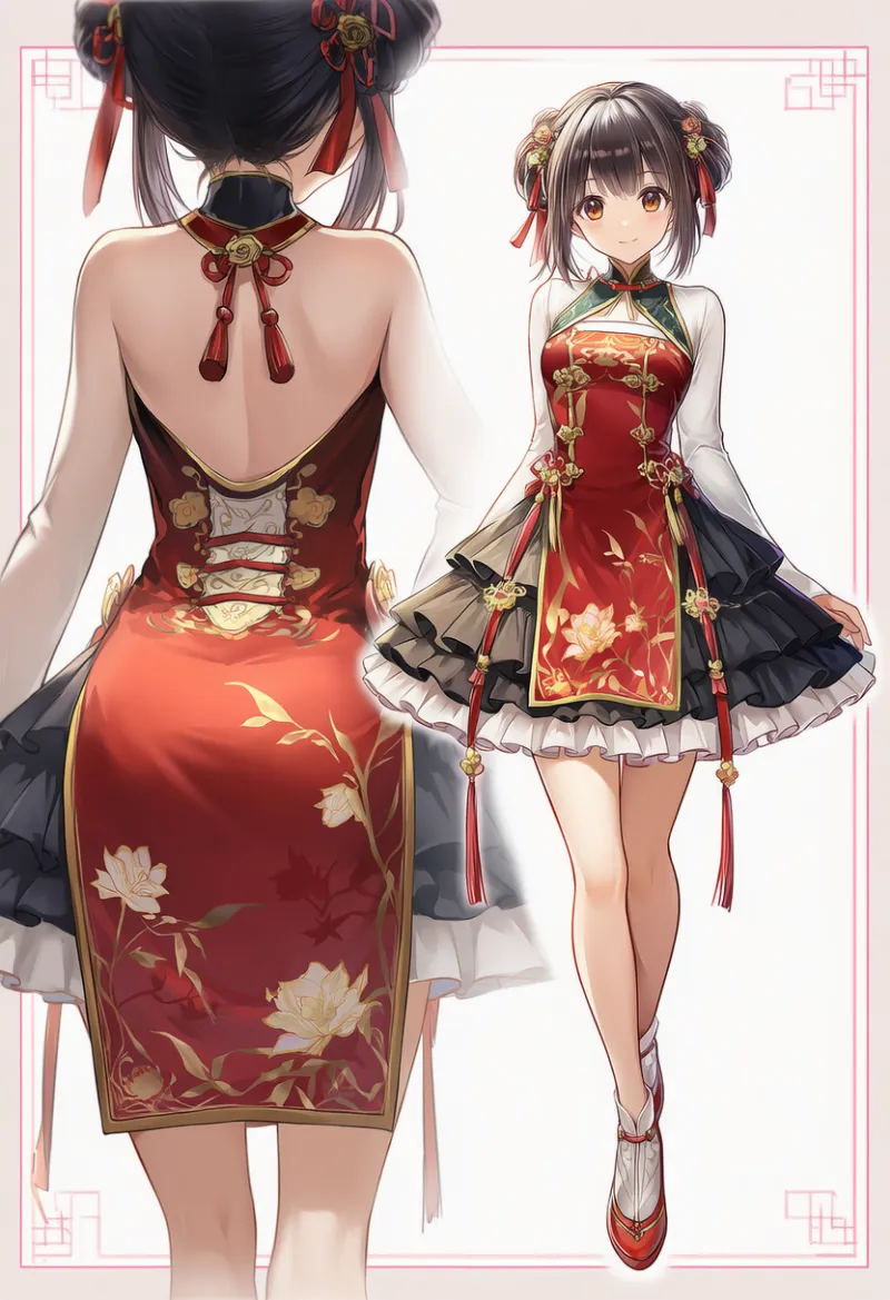 華ロリのコーデプロンプト（中華風デザイン）とAIイラスト