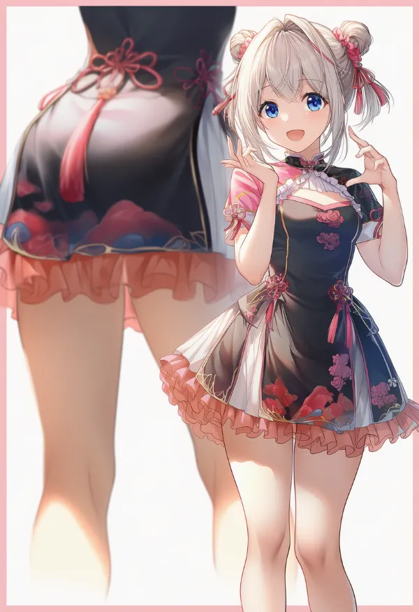 中華ロリータ(チーロリータ)系ファッションの服装プロンプト|AIイラスト