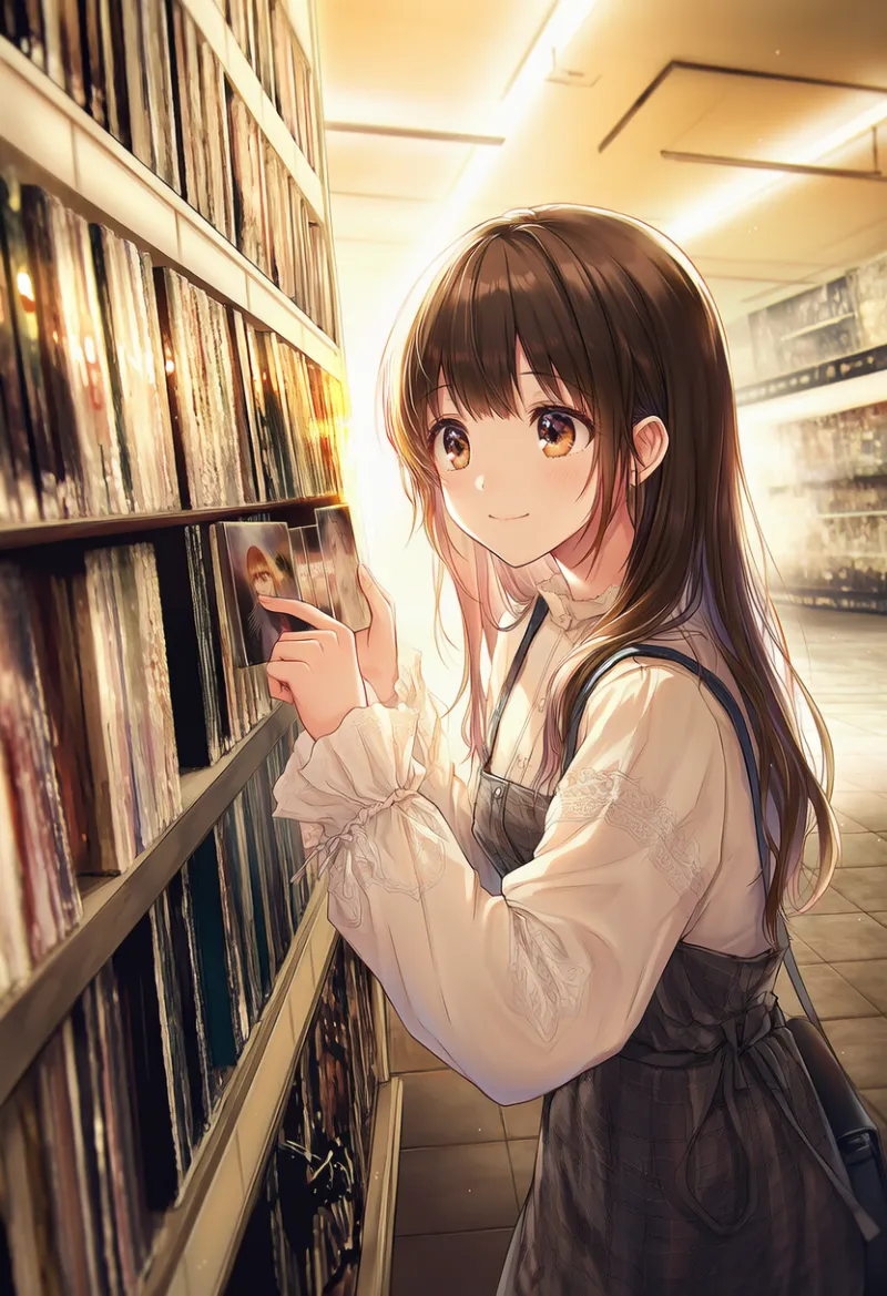 レコード店の店内のAIイラスト作例とプロンプト紹介