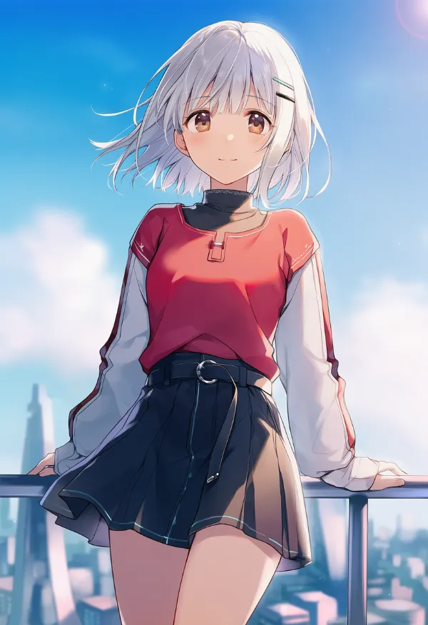 赤系統のストリートファッションのAIイラストとプロンプト紹介