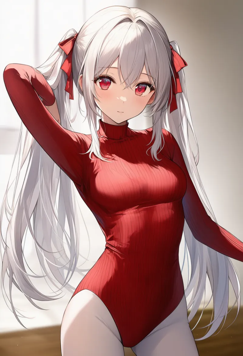 リブ編みのレオタードのAIイラスト｜プロンプト紹介