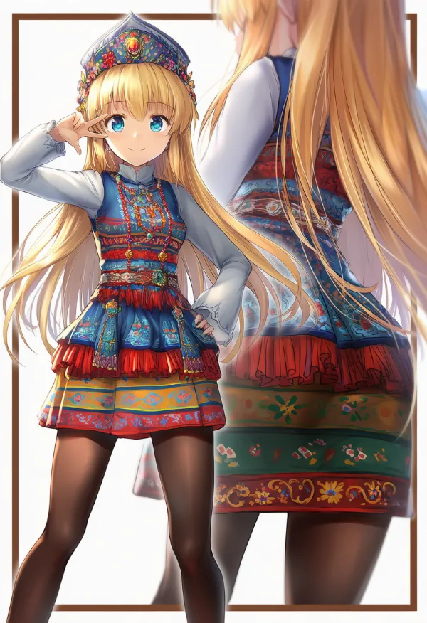 ロシアの民族衣装のプロンプト｜AIイラスト作例