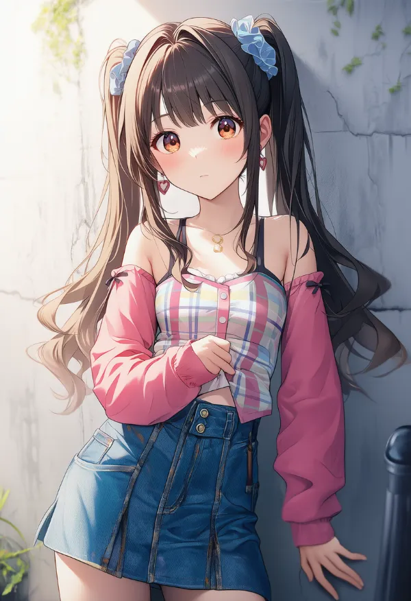 シュシュのAIイラストとプロンプト紹介｜y2kファッションの組み合わせ