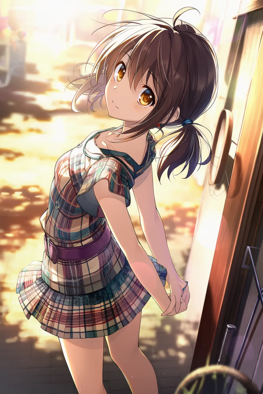 上体をひねって立つポーズをするAIイラストの作例