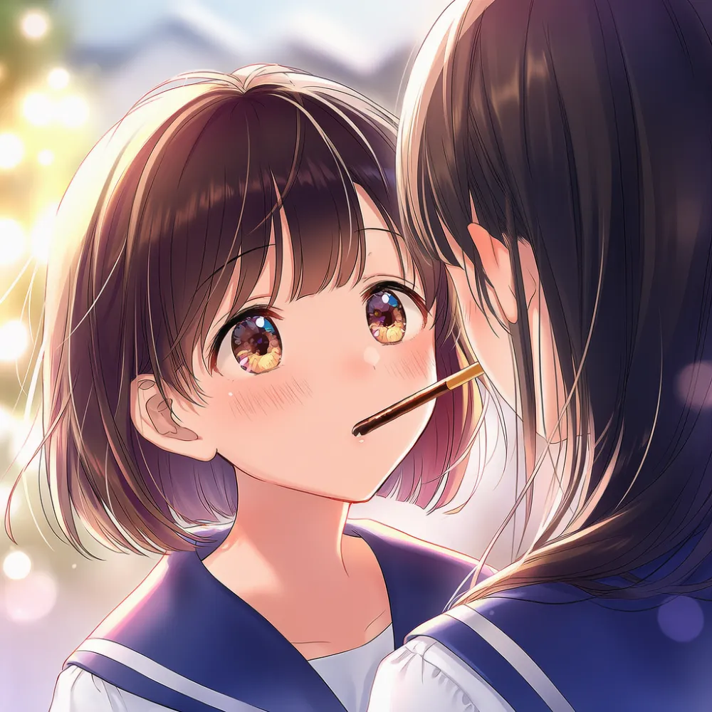 同じ食べ物をシェアするプロンプト|AIイラスト作例-2