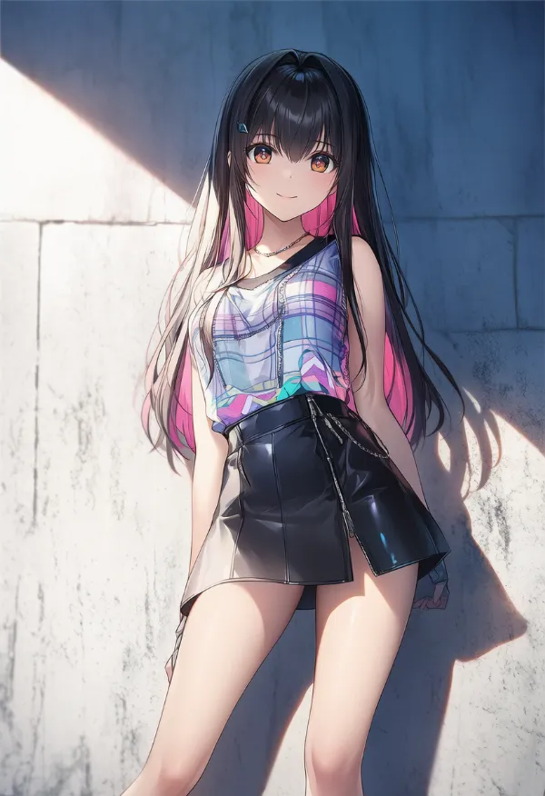 光沢のある服のAIイラストとプロンプト紹介｜y2kファッションの組み合わせ