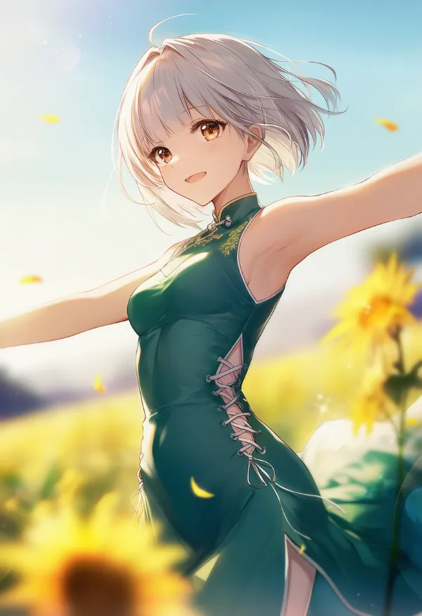 服の横側をカットアウトした服のプロンプトとAIイラスト