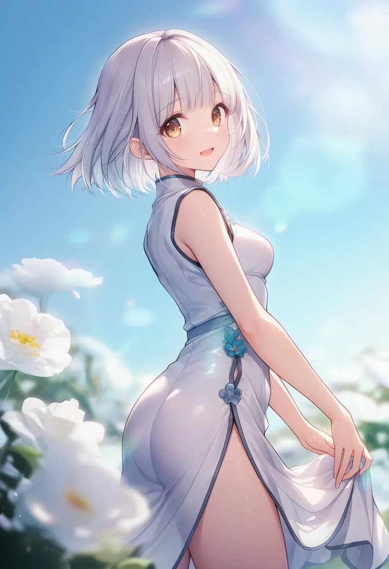 サイドスリットのプロンプトとAIイラスト