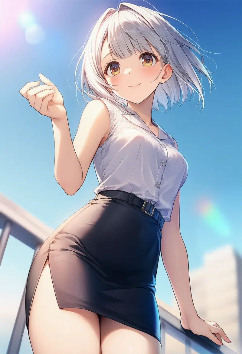 スリット入りペンシルスカートのプロンプトとAIイラスト