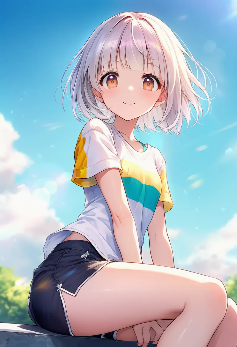 スリット入りのショーパンのプロンプトとAIイラスト