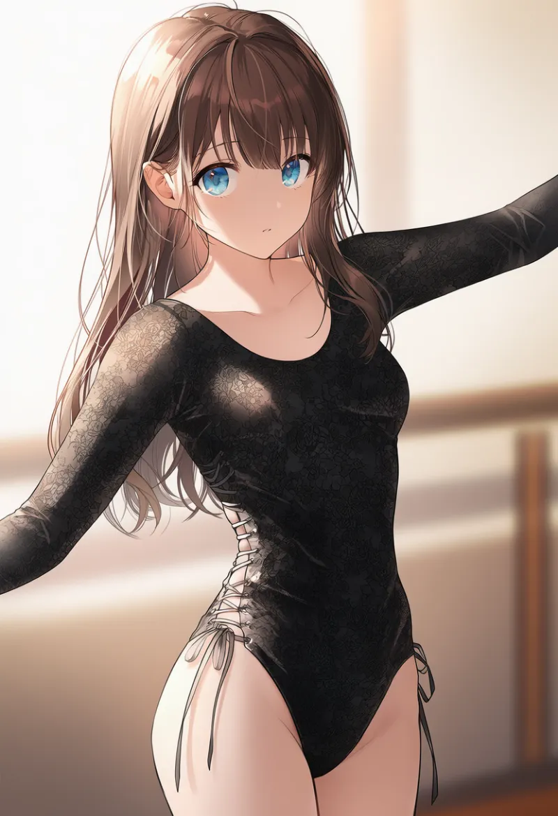 サイドリボン付きのレオタードのAIイラスト｜プロンプト紹介