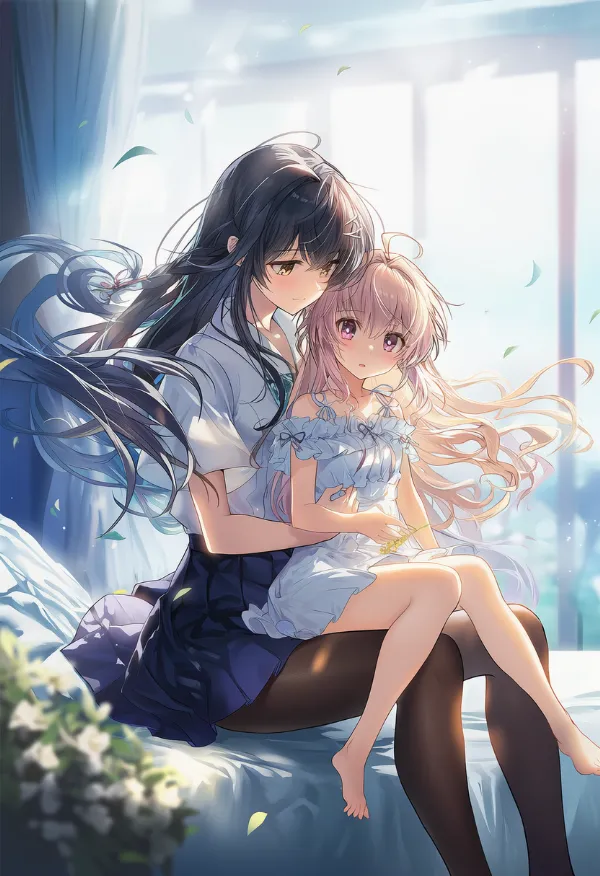 膝の上に座る｜プロンプト紹介