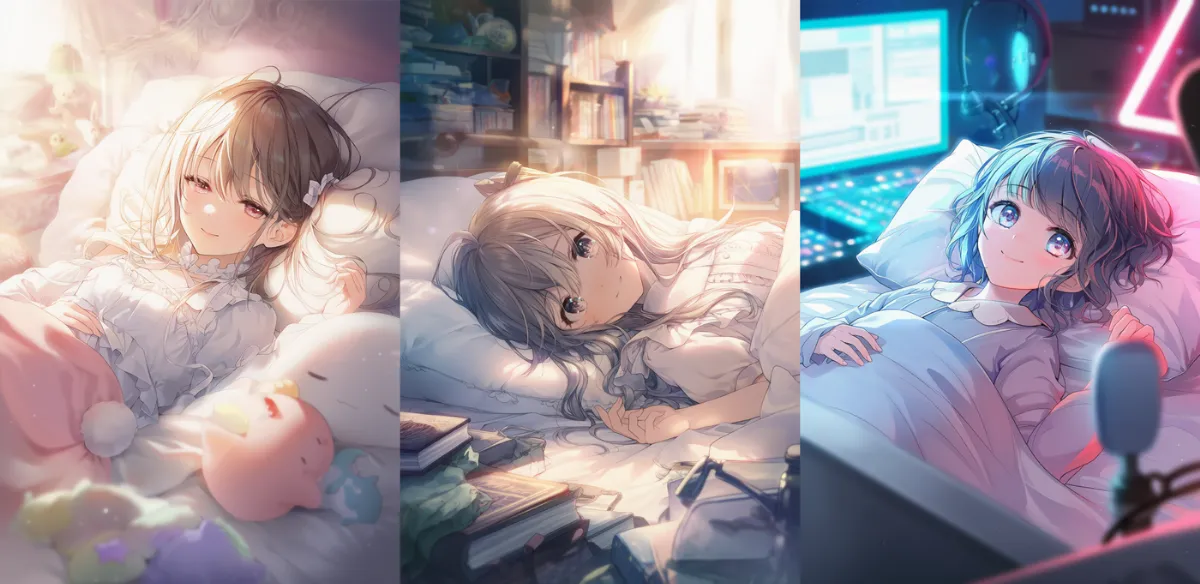 様々な部屋の種類とベッドのAIイラスト作例