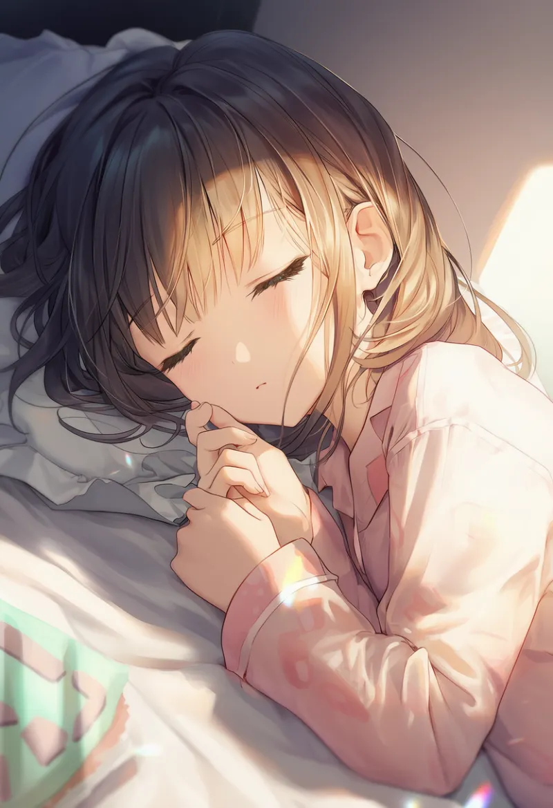 寝る状態を再現したAIイラストとプロンプト