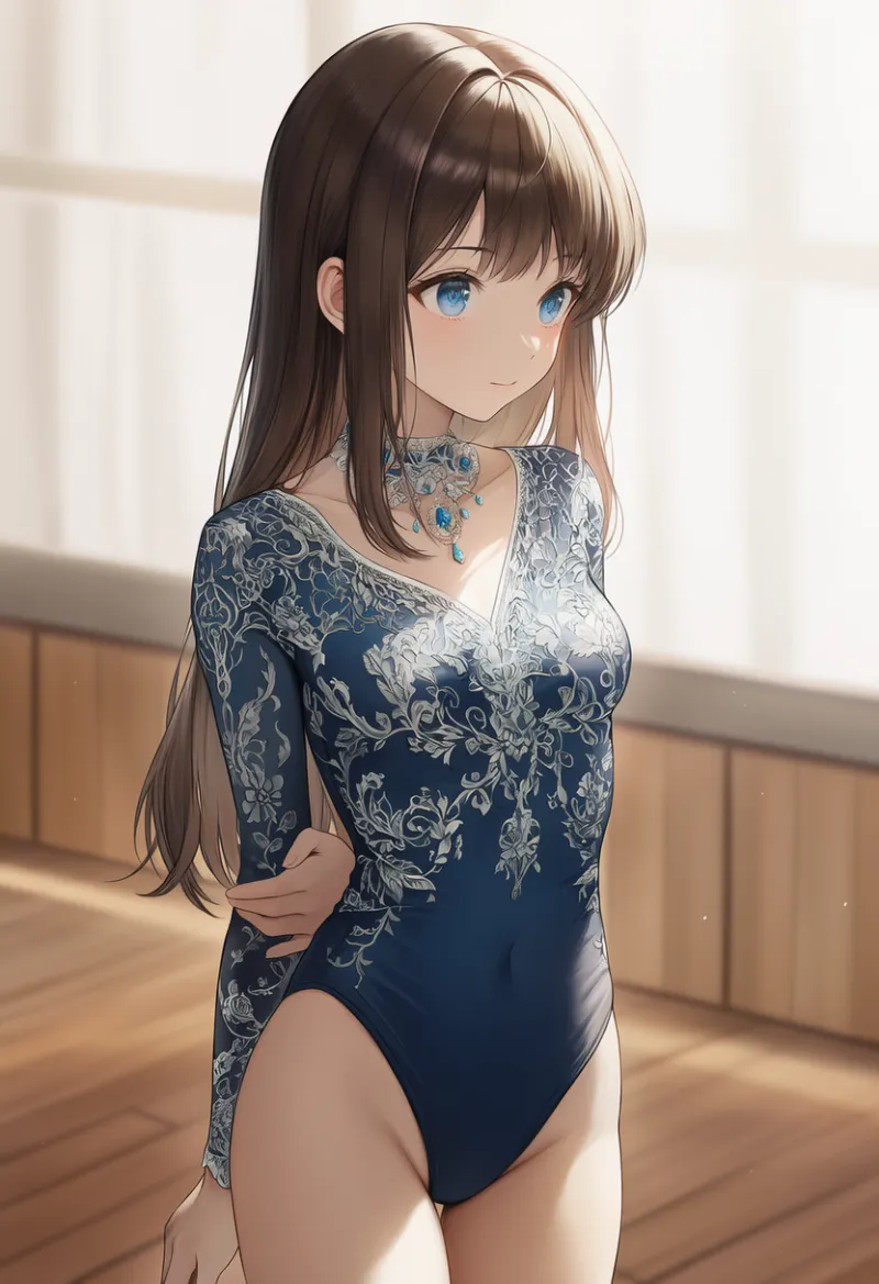 袖付きレオタードのAIイラスト｜プロンプト紹介