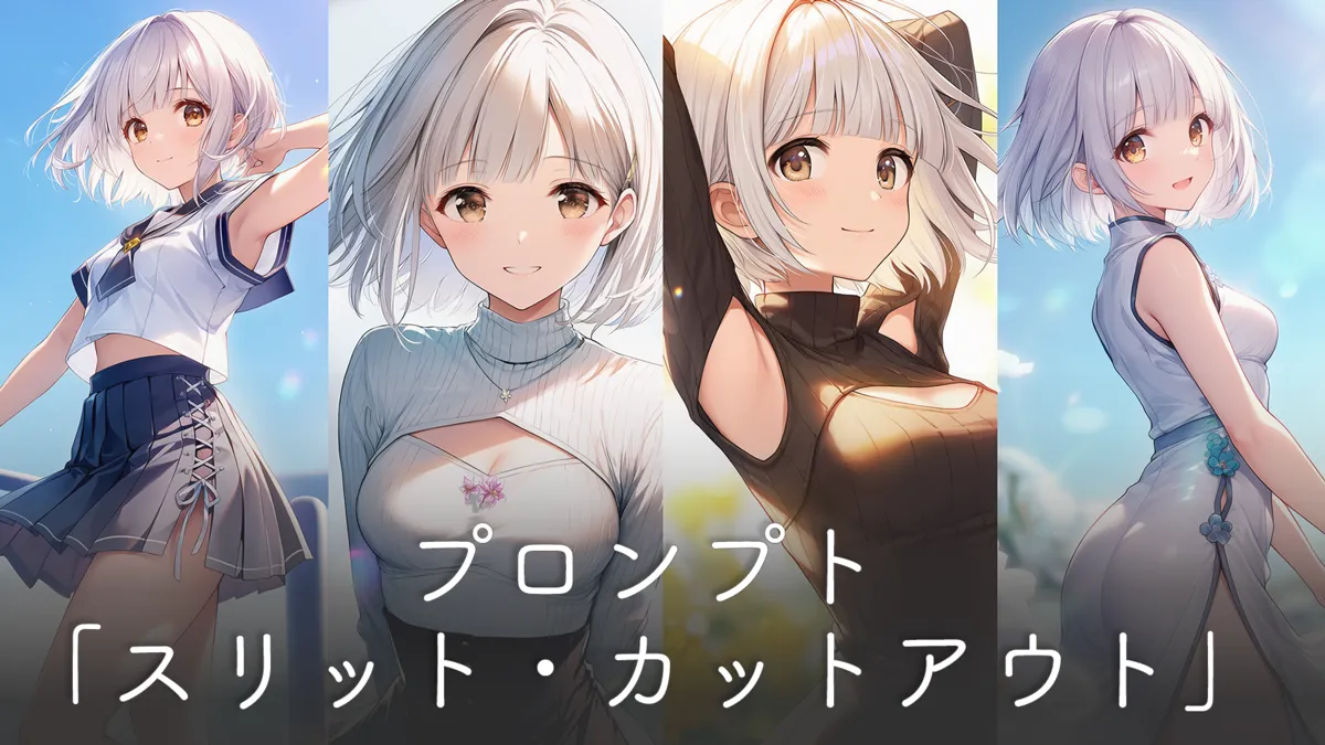 服のスリット・カットアウトのプロンプト集【AIイラスト】