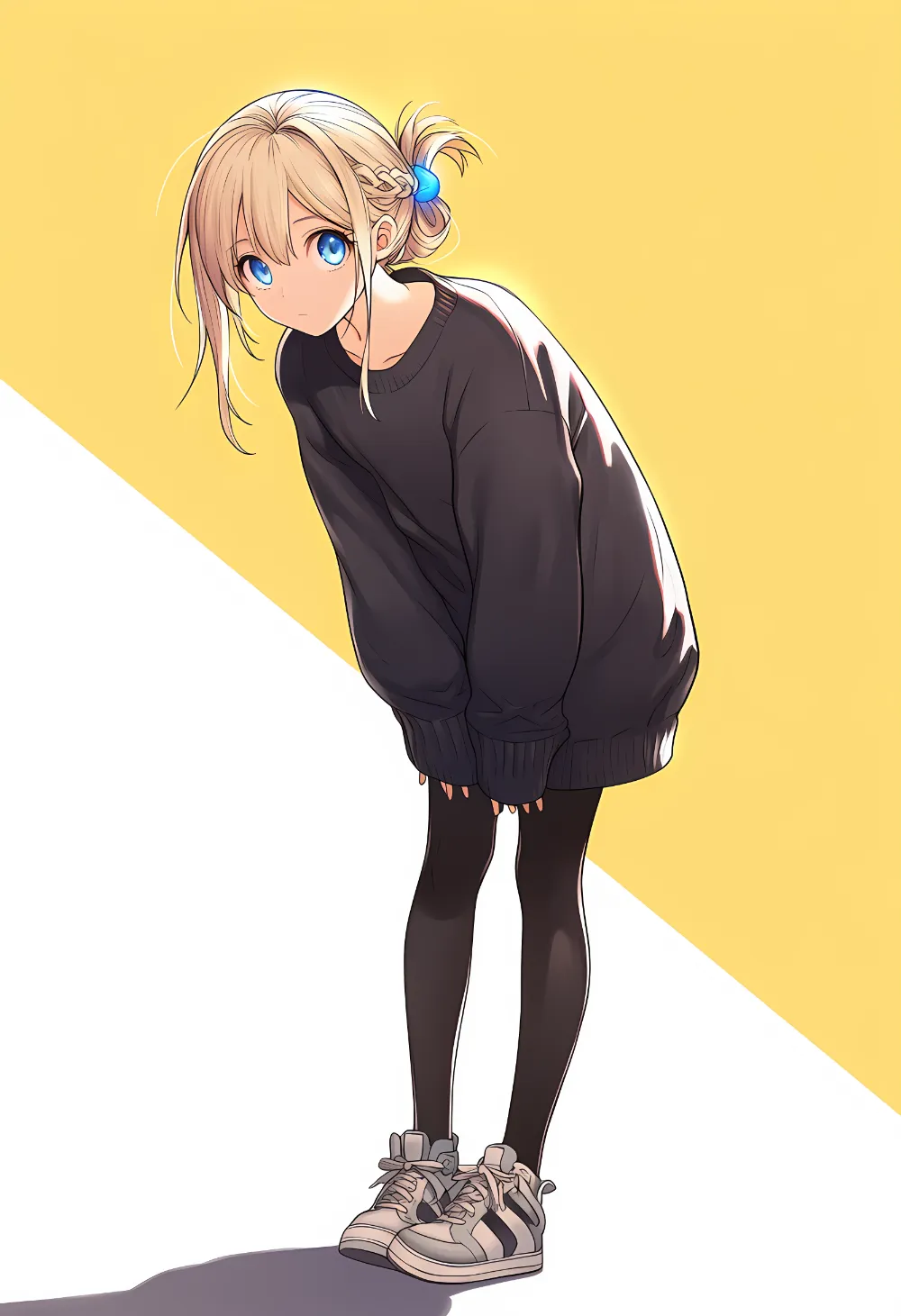 猫背で立つポーズのプロンプト｜AIイラスト