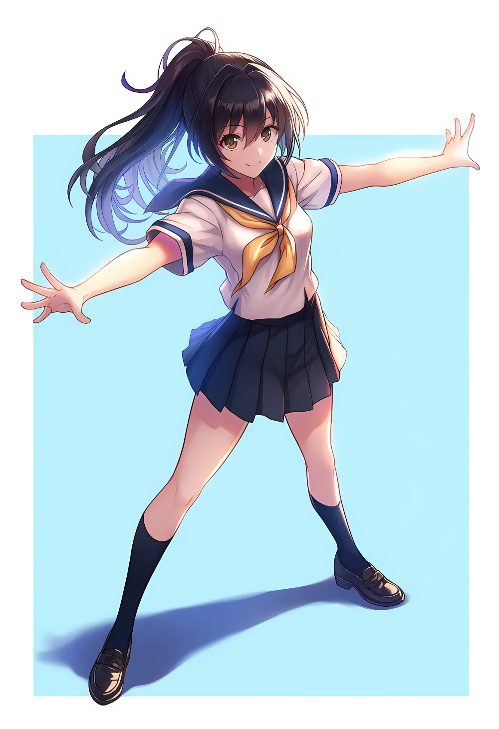 手足を大きく広げて立つポーズのプロンプト｜AIイラスト