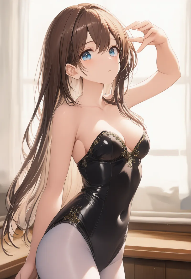 ストラップレス・レオタードのAIイラスト｜プロンプト紹介
