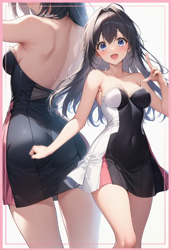 ストラップレスドレスの服装プロンプト|AIイラスト