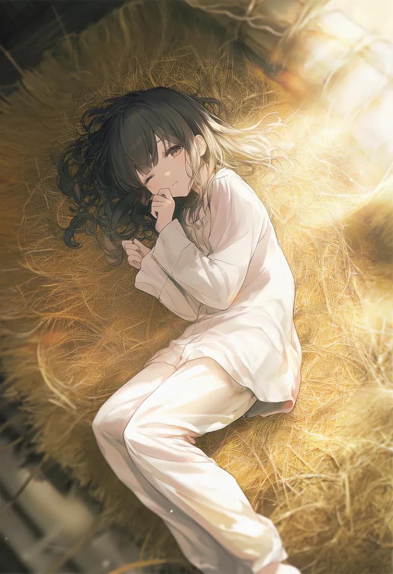 藁のベッドを再現したAIイラストとプロンプト