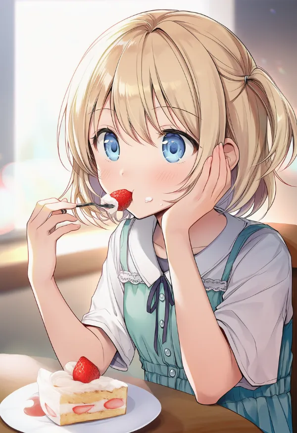 いちごのショートケーキのAIイラスト｜プロンプト紹介