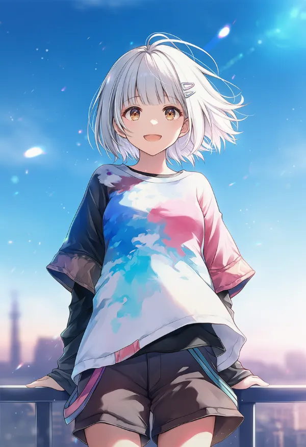 ぶかぶかのショーパンのストリートファッションのAIイラストとプロンプト紹介