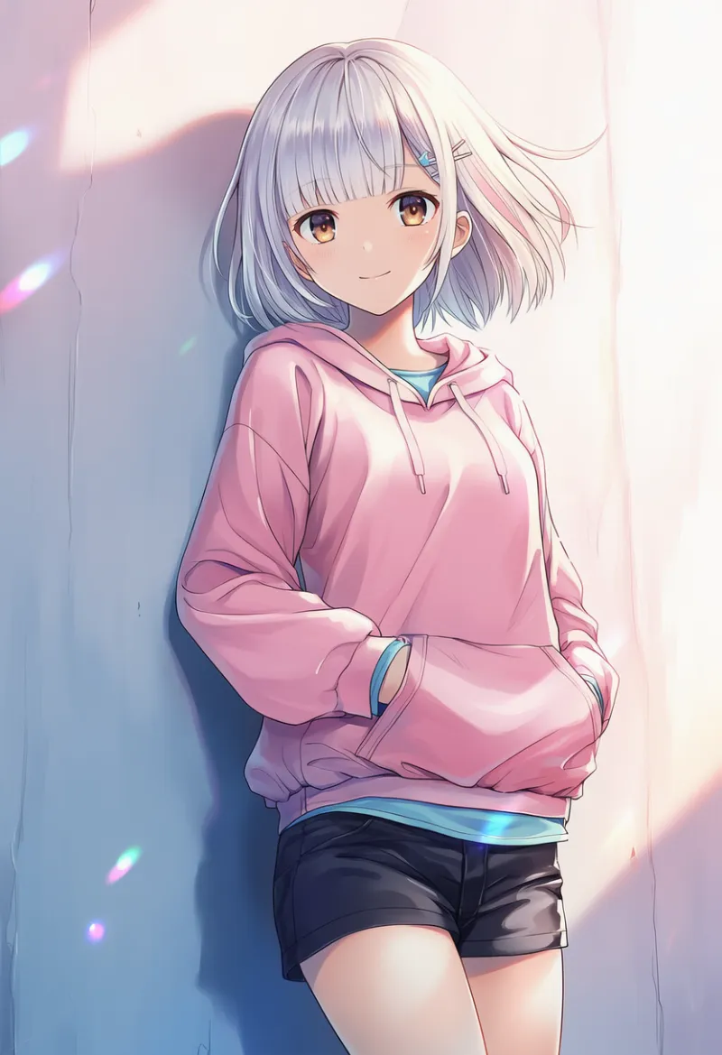 フーディ + ショーパン｜ストリートファッションのアイテムプロンプト紹介