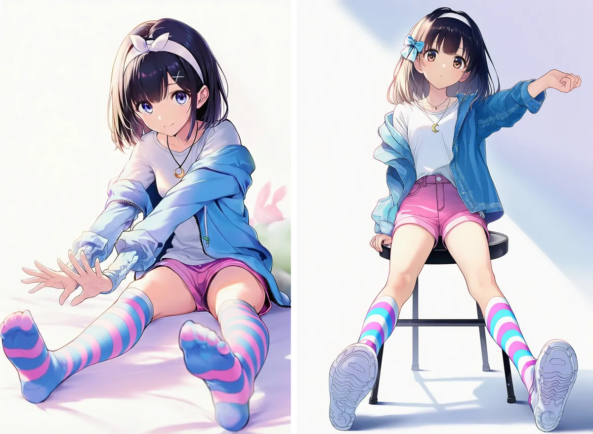 ストレッチで、膝を曲げないで脚を伸ばす｜プロンプト紹介