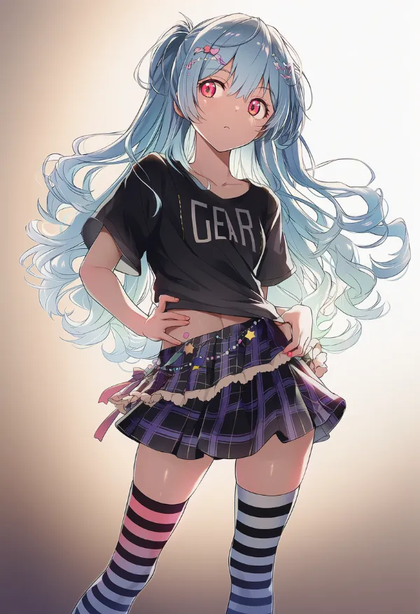 ストライプのサイハイ|デコラファッション用のプロンプトとAIイラスト