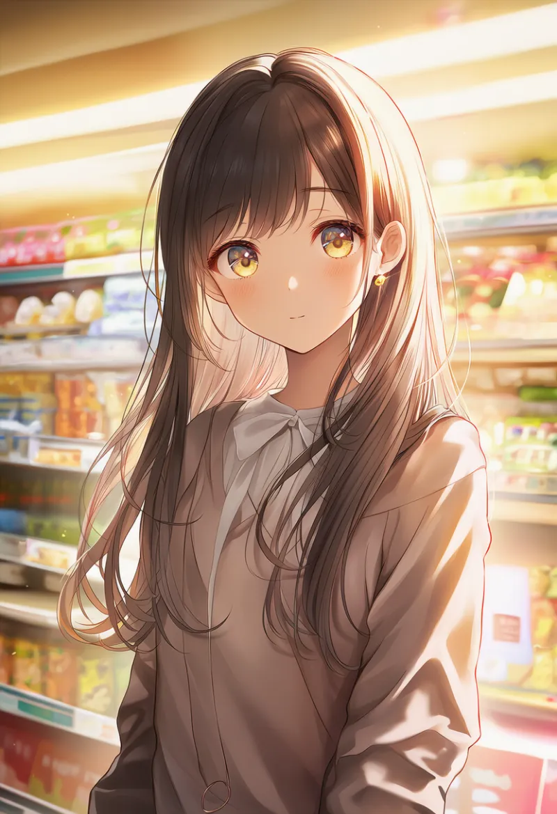スーパーマーケットの店内のAIイラスト作例