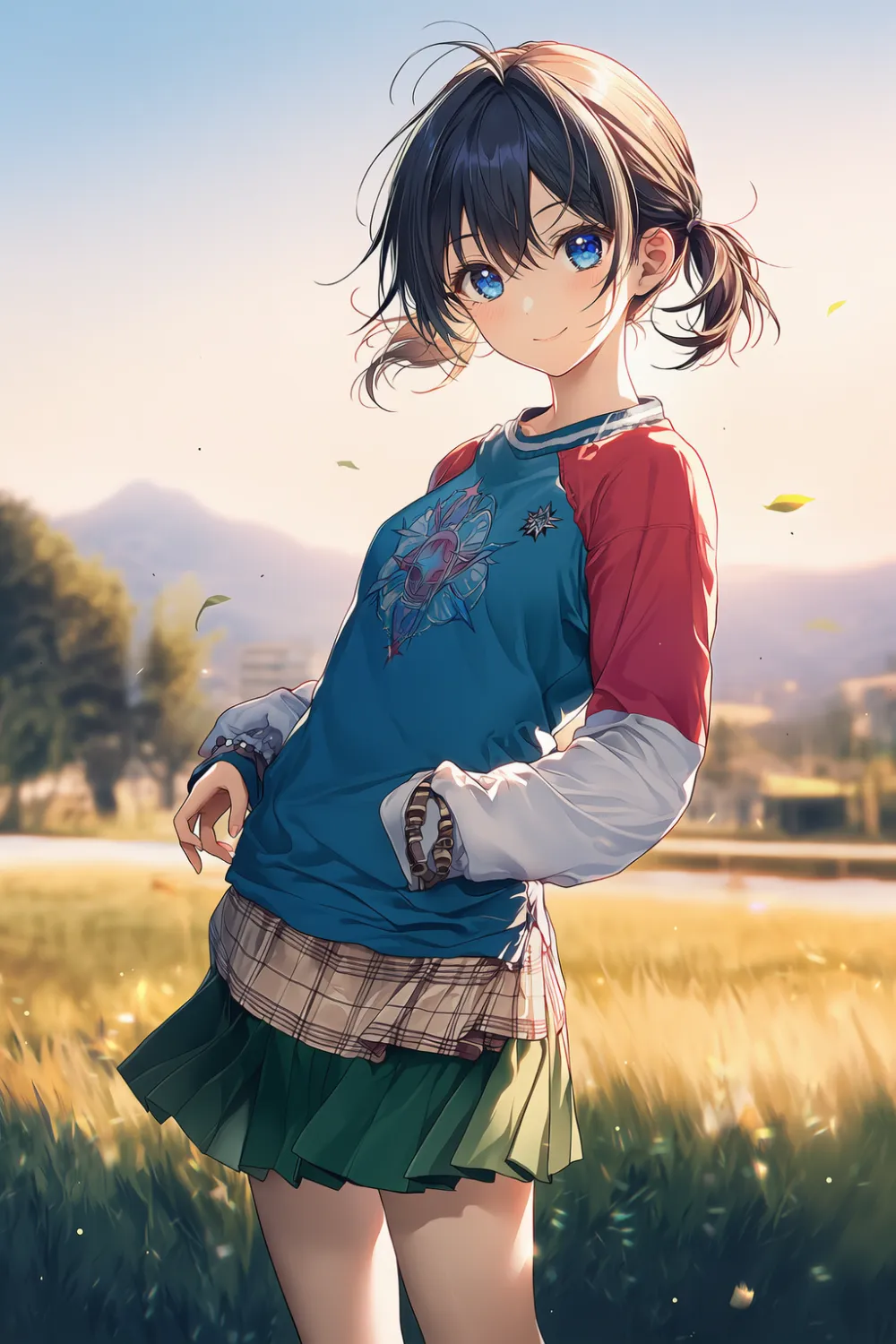 背中を反らせて立つポーズをしているAIイラストの作例