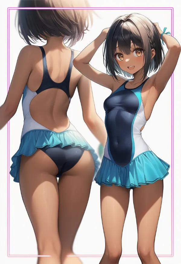 スカート付き水着の服装プロンプト|AIイラスト