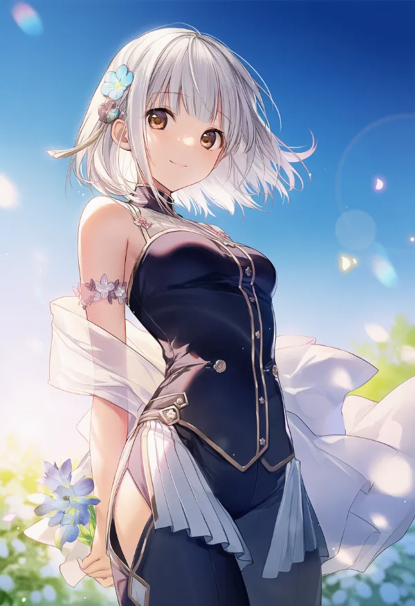 太もも部分をカットアウトした服のプロンプトとAIイラスト