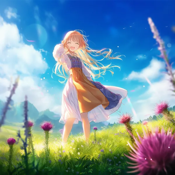 アザミのプロンプト紹介｜野花・AIイラスト