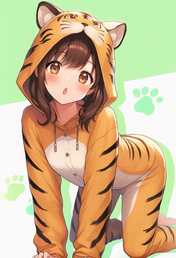 トラの動物コスプレのプロンプト｜AIイラスト