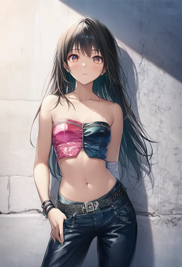 チューブトップのAIイラストとプロンプト紹介｜y2kファッションの組み合わせ